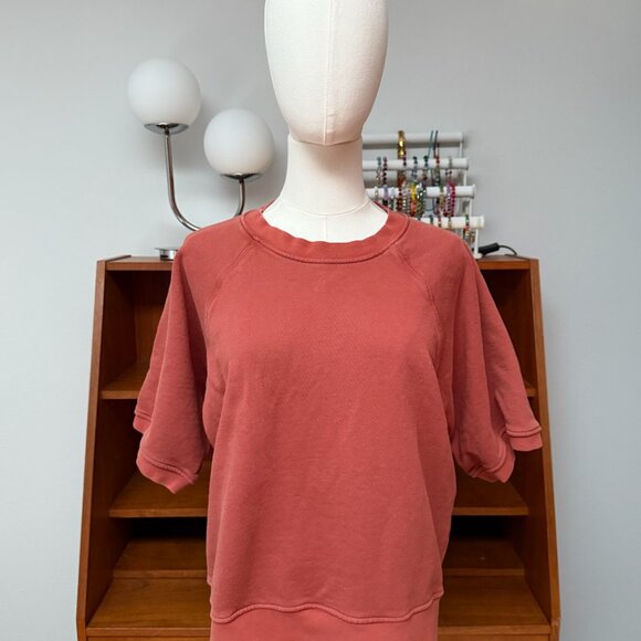 Imogene + Willie Rust Orange Raglan Sweatshirt Short Sleeve Boxy Fit Size Medium - Picture 2 of 5